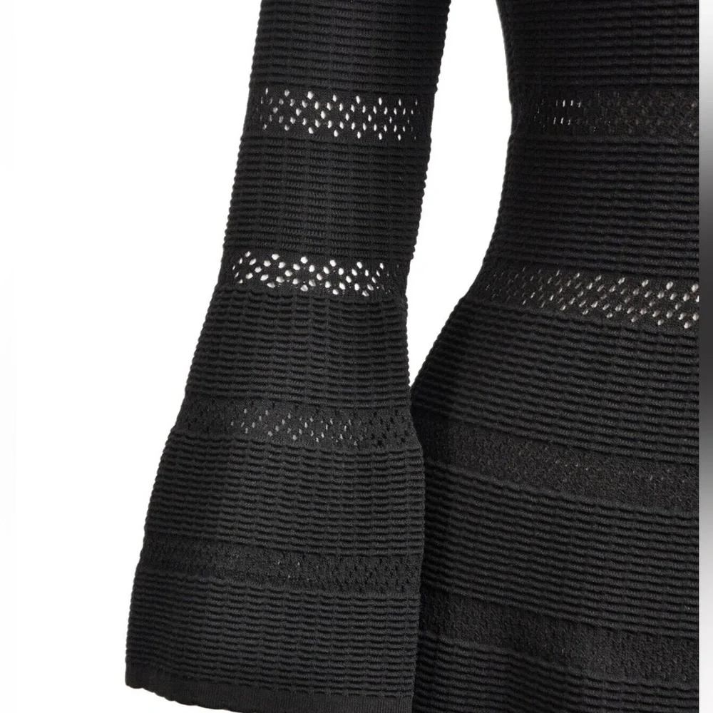 Sandro Paris Carmen Women’s Black Knit Stretch Sweater Dress Fluted Cuffs Sz S - Picture 6 of 16